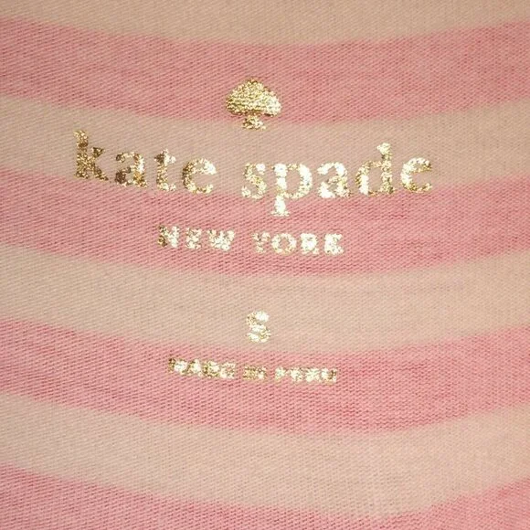 Kate Spade Women’s Small Striped T-shirt with Bow Coral Pink Orange - Picture 5 of 6